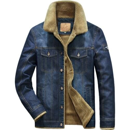 2021 Autumn Denim Jacket Men Thick Warm Fleece Jackets Vintage Jeans Coat Plus Size 4XL 5XL