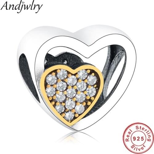 Fit Original Pandora Charms Bracelets 925 Silver Beads Love Heart Charms Clear CZ Beads For Jewelry Making Women Berloque