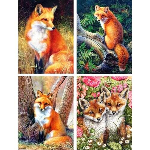 5D DIY Diamond Painting Embroidery Fox Animal Full Drill Mosaic Cross Stitch Picture Of Rhinestones Wall Sticks