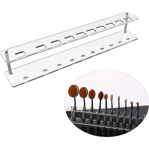 Portable Makeup Brush Stand 10 Lattices Rectangle Acrylic for Make up Cosmetics Holder