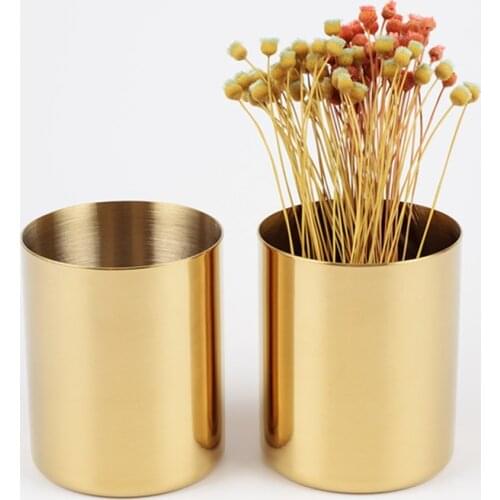 ERAL Travelers simplicity stainless steel cylindrical penholder. Replating process golden stationery. The Arrangement of Writin