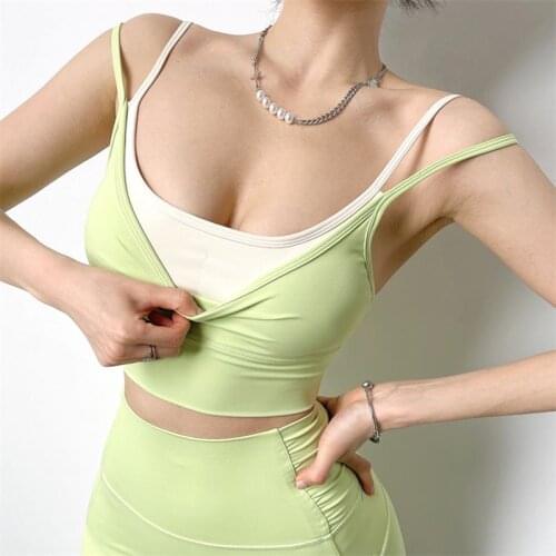 Sexy Fitness Sports Bras Women Crop Top Yoga Push Up with Removable Two Color Workout Soft Nylon Breathable Vest