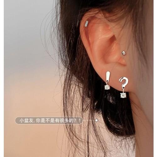 Stud Earrings Symbol For Women Exclamation Mark Zircon Crystal Creative Vintage Design Fashion Lady Fine Jewelry Gifts BOYULIGE