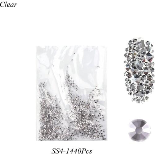 High light AAA rhinestone crystal clear SS3-SS40(1.3mm-8.4mm) Non Hotfix flatback Rhinestones for Nails 3D nail art