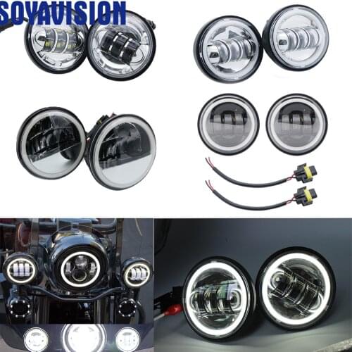 2pcs 4.5 inch Motorcycle Led Fog Light DRL Led Fog Angel Eyes 30W Round Waterproof 4 1/2 Auxiliary Passing Lamp for Harley