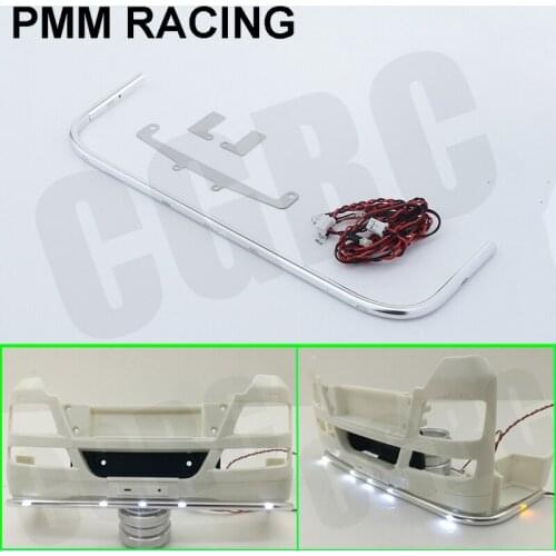 LED Metal Front Bumper Bottom Light Ground Lamp for 1/14 Tamiya RC Truck MAN Tgx 540 56325 Car Accessories CNC
