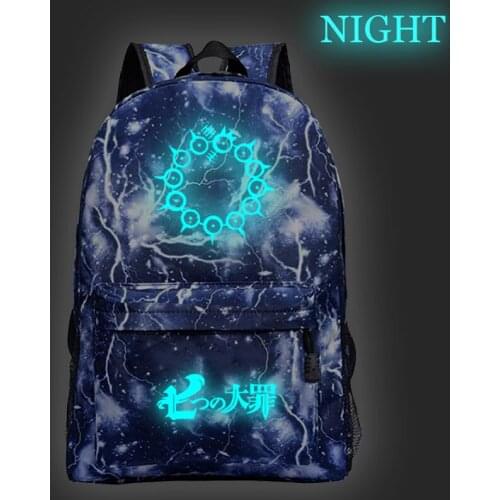 Boys Girls The Seven Deadly Sins Luminous Rucksack Beautiful New Pattern Backpack Fashion Travel Mochila for Student Men Women