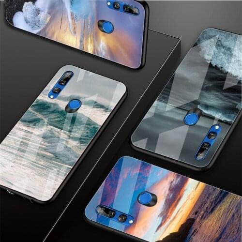 The Sea Waves Beach Tempered Glass Phone Case For Huawei honor 8X 9 10i 20i 20Lite 20Pro 30 Pro Cover Shell