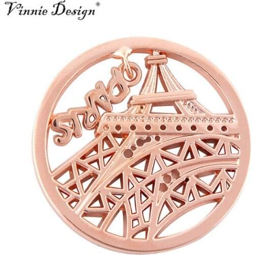 Vinnie Design Jewelry 33mm Eiffel Tower Paris France Dangle Coin For Pendant Necklace Fashion Women Jewelry