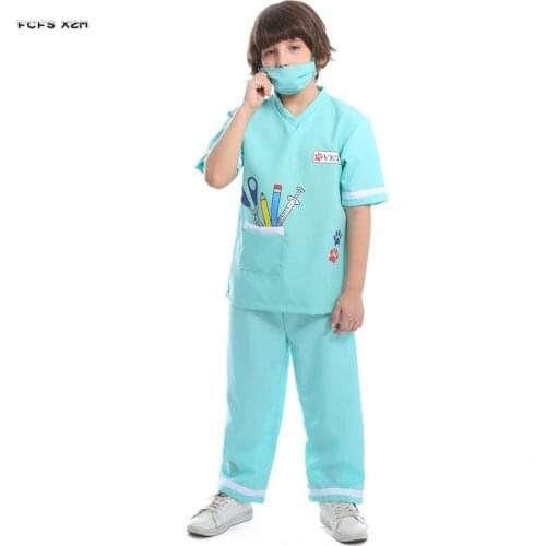 XS-L Boys Halloween Doctor Costumes Kids Children veterinarian Cosplays Carnival Purim parade Masquerade Role play Party dress