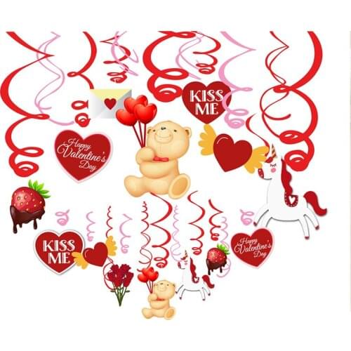 Yi Surgery Valentines Day Hanging Swirl Romantic Wedding Party Drop Ornaments Heart Lovely Backdrops Pendant Decoration XL062