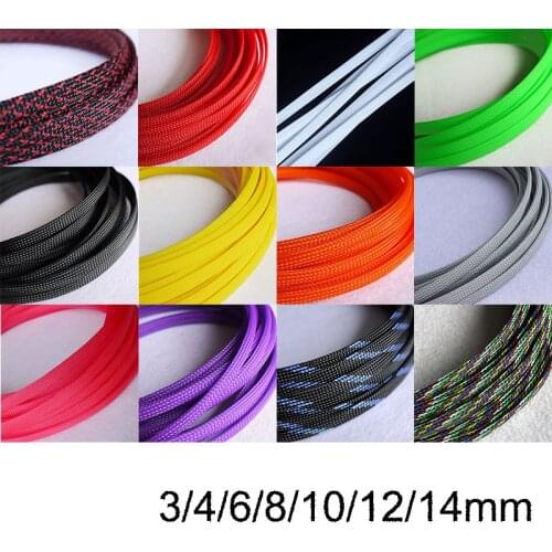 10M 3/4/6/8/10/12mm Wire Cable Protecting Cable Sleeve PET Nylon Braided High Density Sheathing Insulation