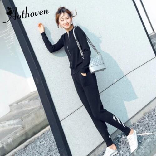 Knitted Casual Tracksuit Pant Suits Autumn Fashion Elegant 2 Piece Set Women Sweater And Trousers Set Crop Top and Pants Set