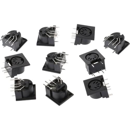 10 Pcs/Set PCB Panel Mount Female Connector DIN5 DIN 5-Pin Jack DS-5-01 MIDI