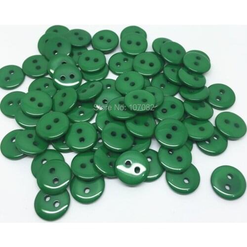 1000pcs 11mm Dark Green Resin Round Buttons T-shirt Sewing Button with 2 Holes Embellishments Cardmaking