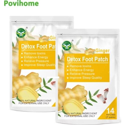 14pcs/bag Ginger Foot Patch Treat Health Body Detoxification Improve Sleep Chinese Medicine Herbal Detox Foot Patches Foot Care