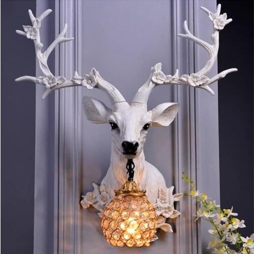 2021 New Nordic Resin Deer Wall Lamp Decor Vanity Light LED Lights Decoration For Wall Bedroom Attic Aisle Mirror Wall