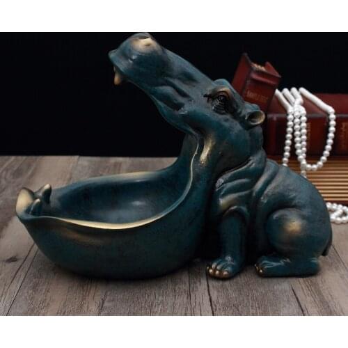 3D Hippo Statue Home Decoration Accessories Desk Sculpture Storage Box Table Decor Figurine MiniatureAnimal Decorative Art