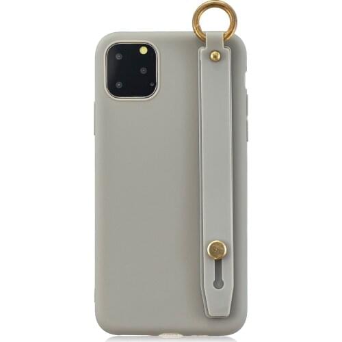For iPhone 11 11 Pro Max 2019 Case Silicone Candy Color Slim Matte Soft TPU Cover For iPhone 11 Wrist strap bracket back case