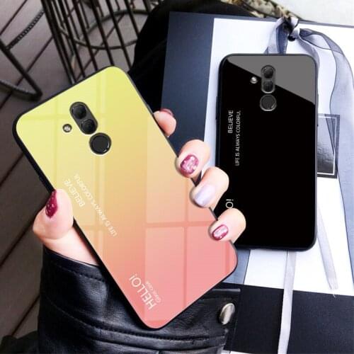 Huawei Mate 20 Lite Tempered Glass Case Soft Silicone Frame with Colored Back Cover Hard Protect Case for Huawei Mate 20 Lite
