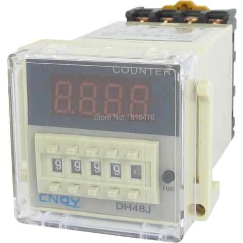DH48J-A 1-999900 Count Up Digital Counter Relay w Base AC/DC 12V 24V 220V 110V 50/60Hz