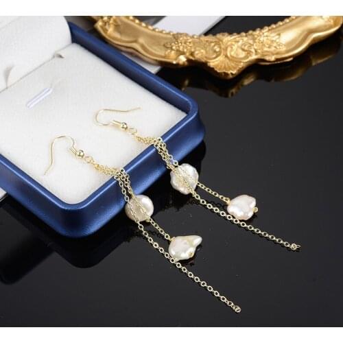 Dorado 2021 Korean Trendy Simulated Pearl Long Tassel Pendant Earrings For Women Minimalist Baroque Jewelry Brithday Party Gift
