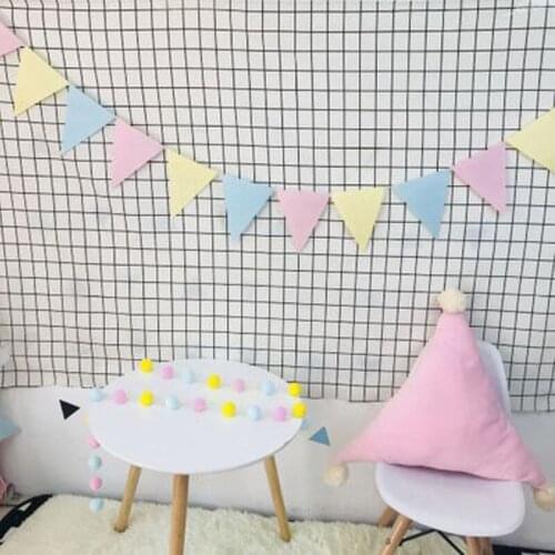 New 13*17CM 12Flags Non-woven Pennants Bunting Banner Birthday party Wedding Flags Hang Garland Home Decoration Supplies