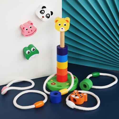 Color Shape Stacking Toys Montessori Educational Wooden Toy For Children 1 Year Kid Baby Toy 0 12 Months Game For Babies Toddler