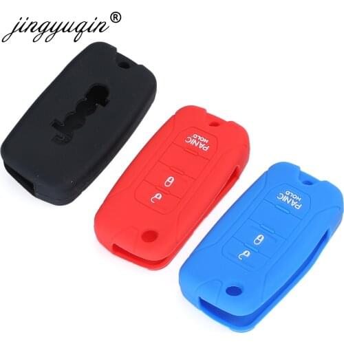 Jingyuqin 3 Button Silicone Car Key Case Protector Holder for Jeep Renegade Folding Filp Remote Car Key Cover