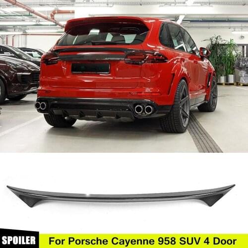 Carbon Spoiler Wing Trunk Lip Boot Cover for Porsche Cayenne 958 Turbo SUV 4 Door GTS Sport S Sport 2015 2016 2017