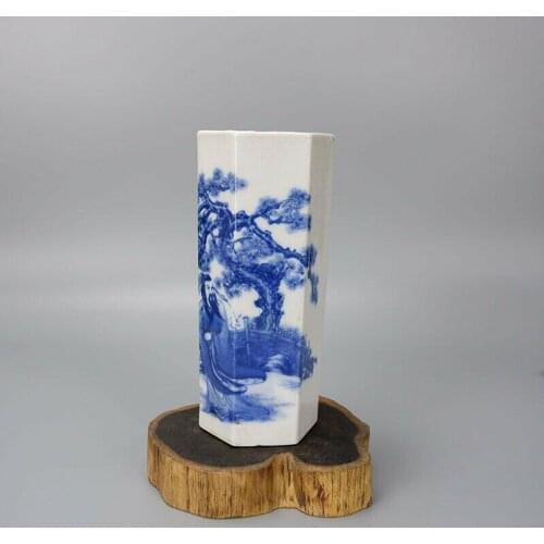 Chinese antiques Handmake Porcelain personage pattern pen container a86
