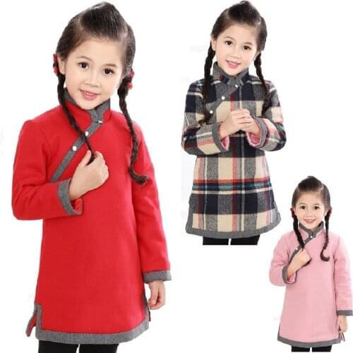 Chinese Baby Girls Dress Thick Quilted Girl Down Jacket Chi-pao Dresses Children Cheongsam Coat Outfit Qipao Outwear Blouse Tops