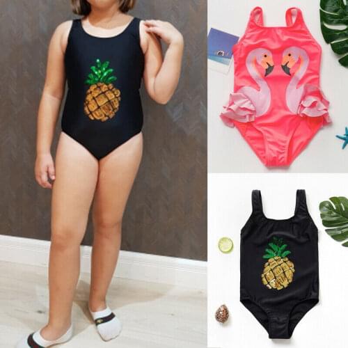 Baby Girls Swimwear Cute Round Neck One Piece Swimsuits for Kids Bathing Suit for Baby Girls