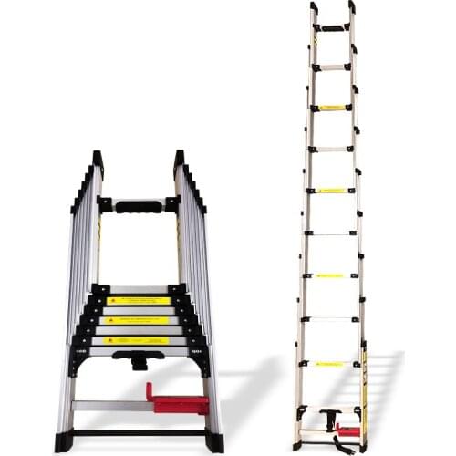 New 3.44M aluminum alloy thickening household telescopic ladder folding ladder straight ladder engineering industrial decoration