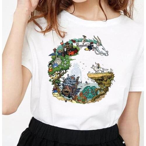 Summer Oversized Women Japanese Ulzzang Clothes T-Shirts Top Tee Shirt Totoro Spirited Away Female Streetwear Cartoon Fashion