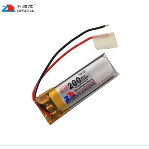In 200mAh 501235 3.7V lithium polymer battery, Bluetooth smart wearable recording pen Rechargeable Li-ion Cell