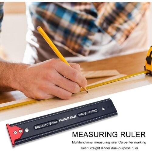 Marking T Ruler Durable Home Scribing Measuring Ruler with Hook Stop Multifunction Carpentry Hand Tools for Woodworking High Pre