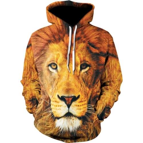 2021 Mens Hooded Sweater Harajuku Men And Women 3D Digital Printing Mighty Lion Pattern Casual Sports Hooded Jacket Autumn Top