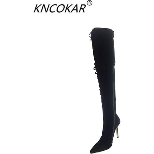 2018 KNCOKAR Ultra high heel knee-high boots with high heels and high heels
