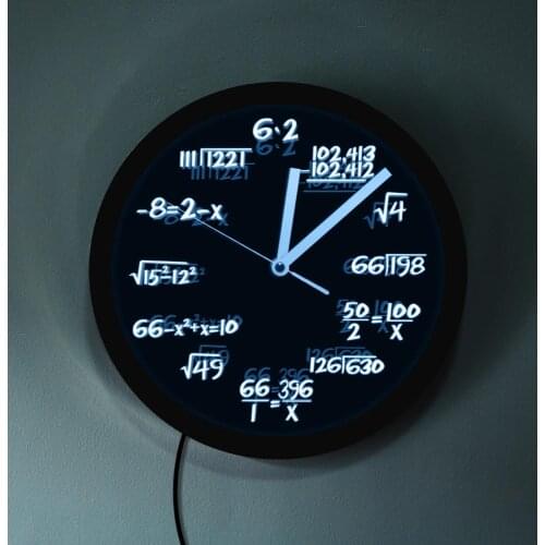 1Piece Math Formula Pop Equation Luminous LED Neon Effect Wall Clock Math Wall Clock With LED illumination For Math Lover G