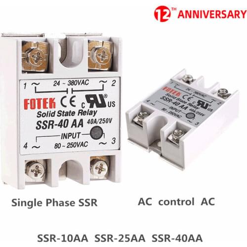 Single Phase Solid State Relay SSR 10AA/25AA/ 40AA AC control AC SSR without plastic cover 80-250VAC TO 24-380VAC SSR