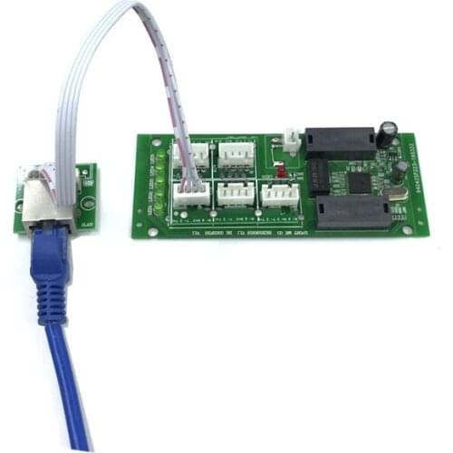 OEM factory direct mini fast 10 / 100mbps 5-port Ethernet network lan hub switch board two-layer pcb 3 rj45 5v 12v head port