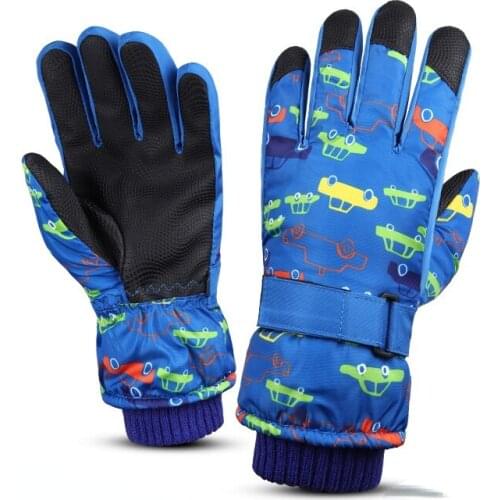Skiing Gloves Waterproof Winter Snowboarding Mittens Kids Full-Finger Strap Cold Waterproof WarmSports Cycling Gloves