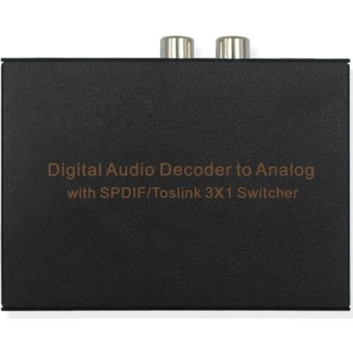 1 Piece Only Digital Audio to Analog Converter Switcher With 3-Ports SPDIF/Toslink Input to Analog L/R and Headphone Output