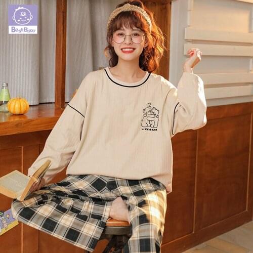 Pajamas Set for Women Spring Pregnant Suit Lovely Breastfeeding Clothing Long Sleeve Sleepwear Autumn Maternity Pijamas Suit