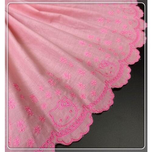 Rose Pure- Cotton Cloth cat Embroidery Lace Trim, Handmade DIY Clothes Lace Fabric Accessories Width45cm 3Yard/lot
