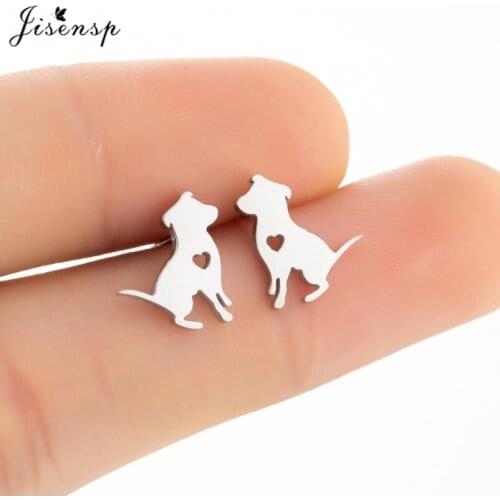 Jisensp Lovely Earrings Stainless Steel Dog Earrings for Women Children Trendy Cute Animal Stud Earrings Everyday Jewelry Gift
