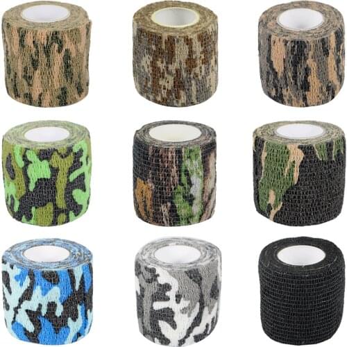 Tactical Camo Stretch Bandage Self Adhesive Camouflage Tape Outdoor Hunting Shooting Stealth Tape Rifle Gun Stretch Wrap Cover