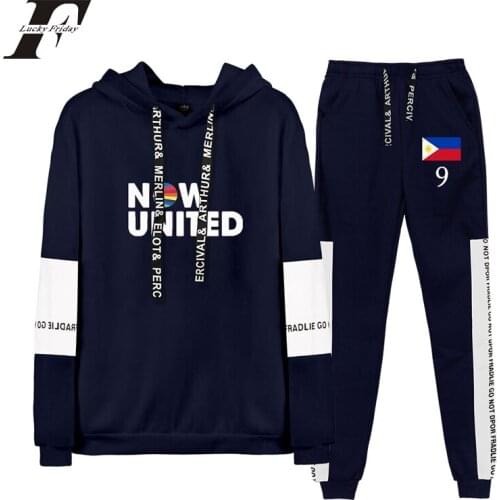 Now United Two Piece Set Women / Men Pullover Hoodies + Long Pants Harajuku Trackusit Casual Unisex Cotton Drawstring Full Print