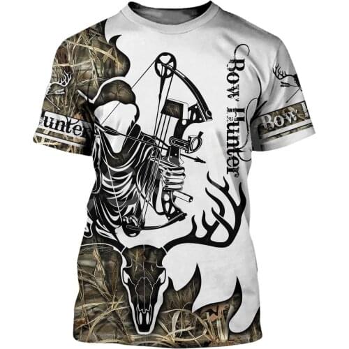 Tessffel Animal Bow Hunter Reaper Deer Hunting Camo NewFashion 3Dfull Print Summer Unisex T-shirts Short Sleeves Streetwear A-4